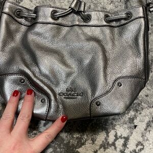 Coach Metallic Silver Shoulder Bag